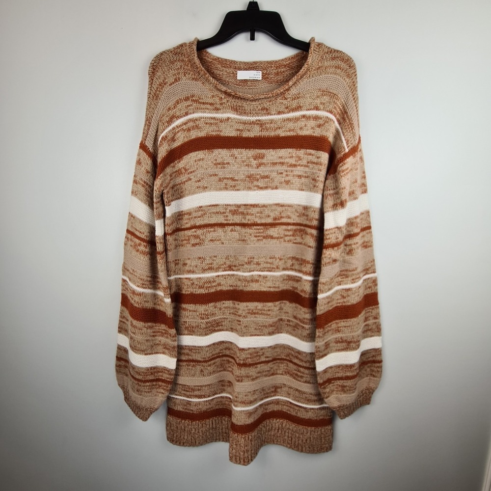 Ten Sixty Sherman Sweater Dress Knit Long Bell Sleeve Crew Neck‎ S/M Striped